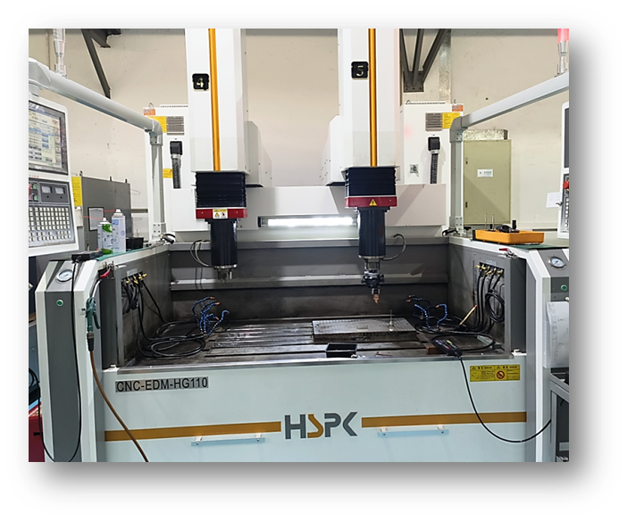 Double-head CNC EDM at Derun BT Mold